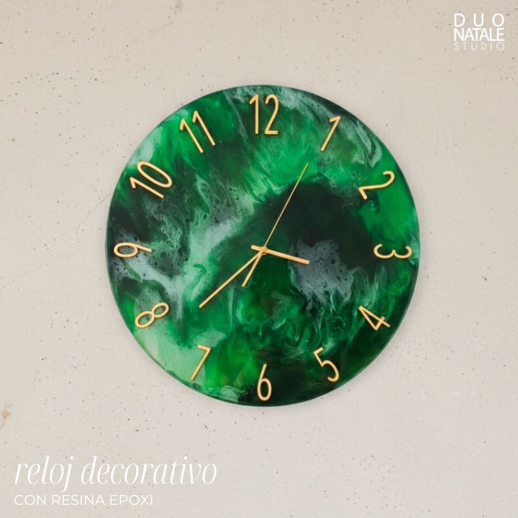 TALLER RELOJ EPOXI DECORATIVO C/SISTEMA SILENCIOSO