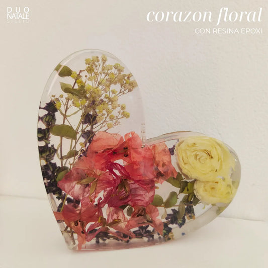 CORAZON FLORAL CON RESINA EPOXI